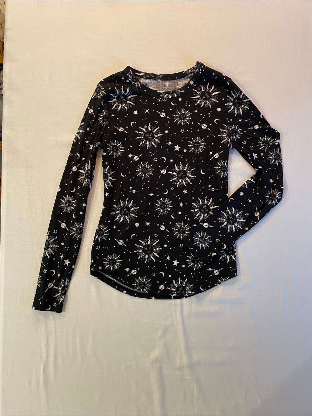 No Boundaries Black Long Sleeve Sun & Moon Graphic Tee